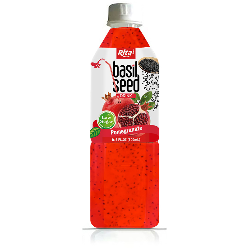 Basil Seed Drink With Pomegranate Flavor 500ml Bottle